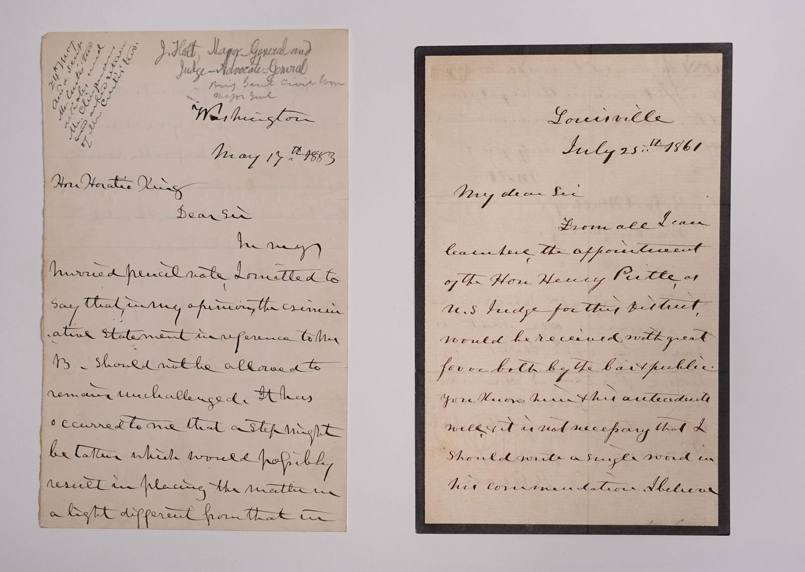 A GROUP SIGNED LETTERS UNITED STATES GENERAL JOSEPH HOLT (1 of 11)