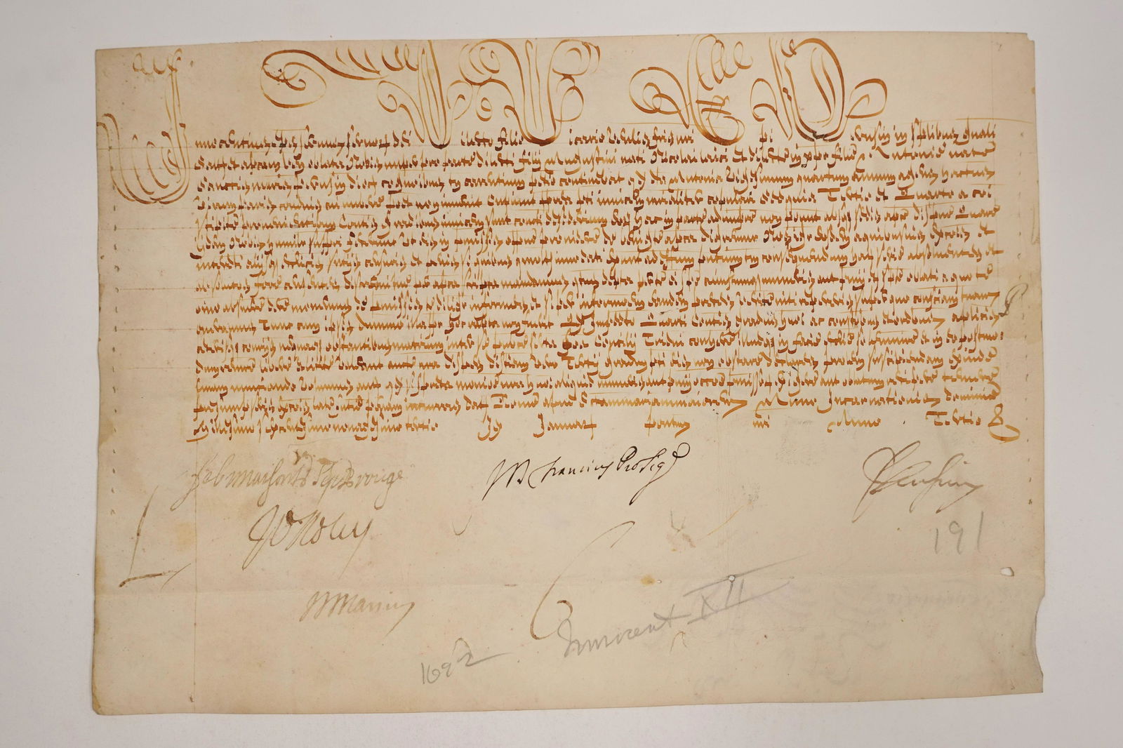 A SIGNED DOCUMENT FROM POPE INNOCENT XII [ANTONIO PIGNATELLI] AND VARIOUS OTHERS (1 of 1)