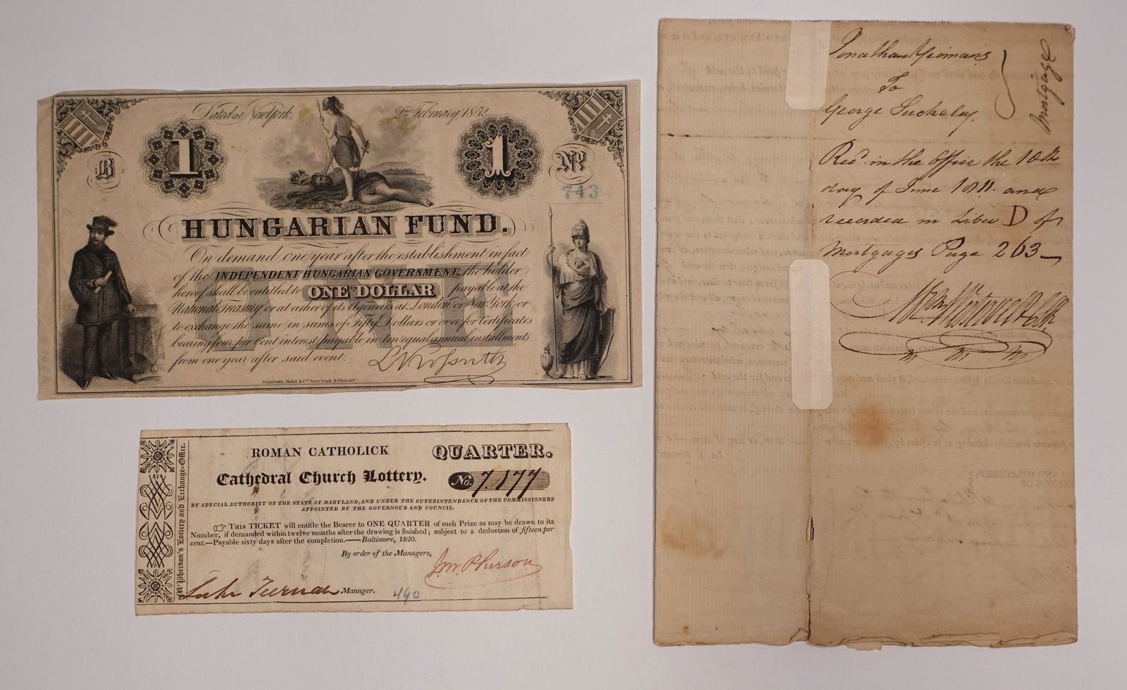 THREE SIGNED DOCUMENTS PERTAINING TO BERGEN COUNTY, NEW JERSEY (1 of 1)