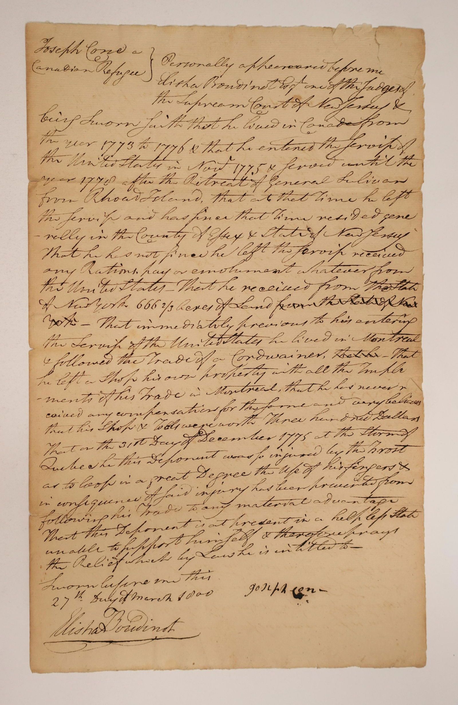 A SIGNED LETTER BY ELIAS BOUDINOT (1 of 3)