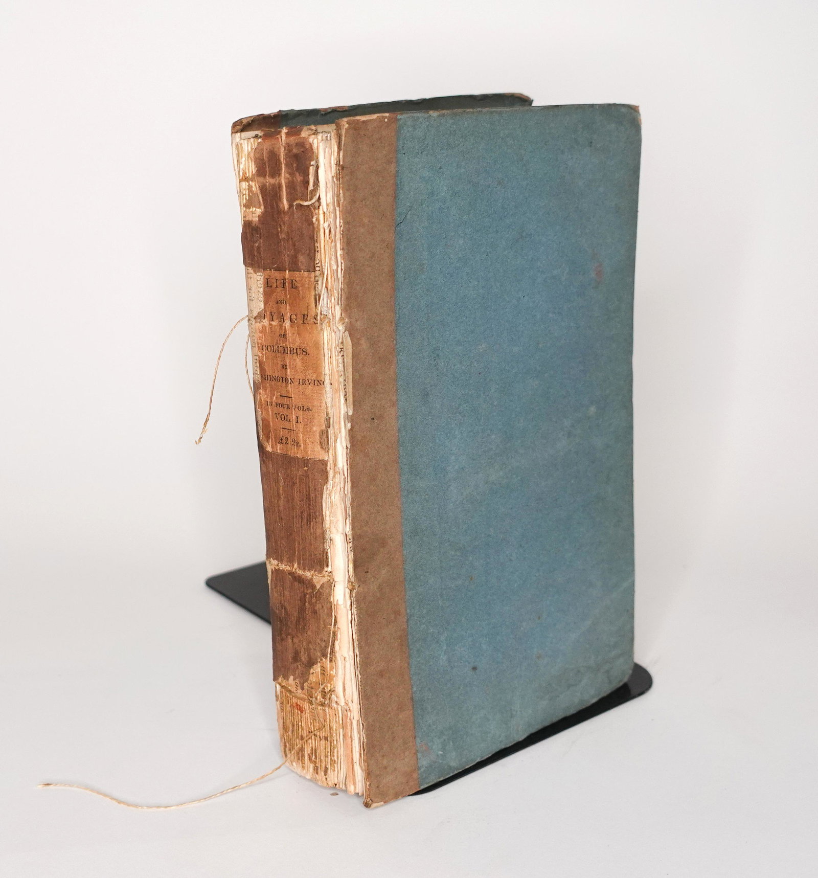 IRVING, A HISTORY OF THE LIFE AND VOYAGES OF CHRISTOPHER COLUMBUS, 1828: WASHINGTON IRVING, A HISTORY OF THE LIFE AND VOYAGES OF CHRISTOPHER COLUMBUS (London: Printed by M. Clowes, 1828), 8vo, 23.3 x 14.5 cm (9 3/16 x 5 11/16 in.), vols. 4 of 4. First edition with a map of
