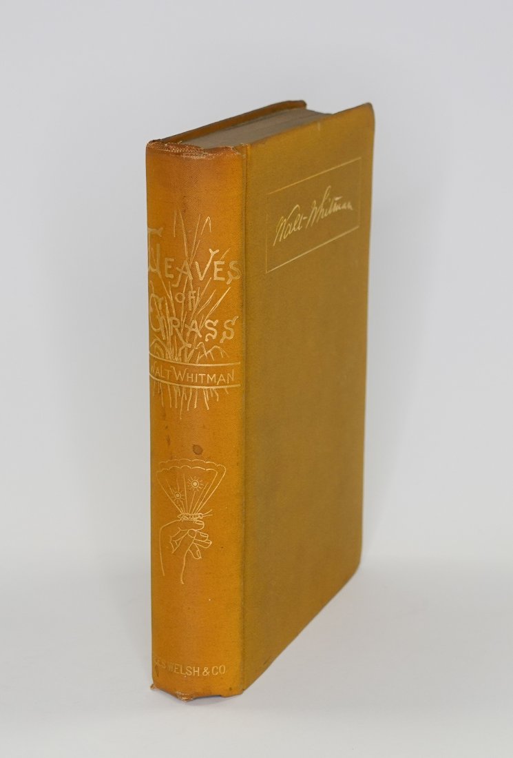 WHITMAN, LEAVES OF GRASS, 1882-83. First edition: WALT WHITMAN, LEAVES OF GRASS (Philadelphia: Rees Welsh & CO., 1882-83), 8vo, 19.5 x 13.5 cm (7 11/16 x 5 5/16 in.), 382 pp. First edition and printing with original mustard cloth, gilt-lettered on fr