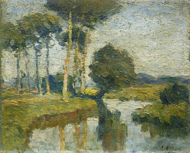 ELIE ANATOLE PAVIL (UKRAINIAN-FRENCH 1873-1948): ELIE ANATOLE PAVIL (UKRAINIAN-FRENCH 1873-1948) River Landscape, oil on board 33 x 41 cm. (13 x 16 1/8 in.) unframed signed lower right