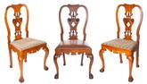 SET OF THREE PROVINCIAL GEORGE II FRUITWOOD SIDE CHAIRS, 18TH CENTURY