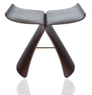 A BUTTERFLY STOOL IN THE STYLE OF DESIGNER SORI YANAGI (JAPANESE 1915-2011): A BUTTERFLY STOOL IN THE STYLE OF DESIGNER SORI YANAGI (JAPANESE 1915-2011) petite with symmetrical design; height: 38 cm (15 in.), dimensions of seat: 31 x 43 cm (12 1/4 x 16 7/8 in.) PROVENANCE Priv