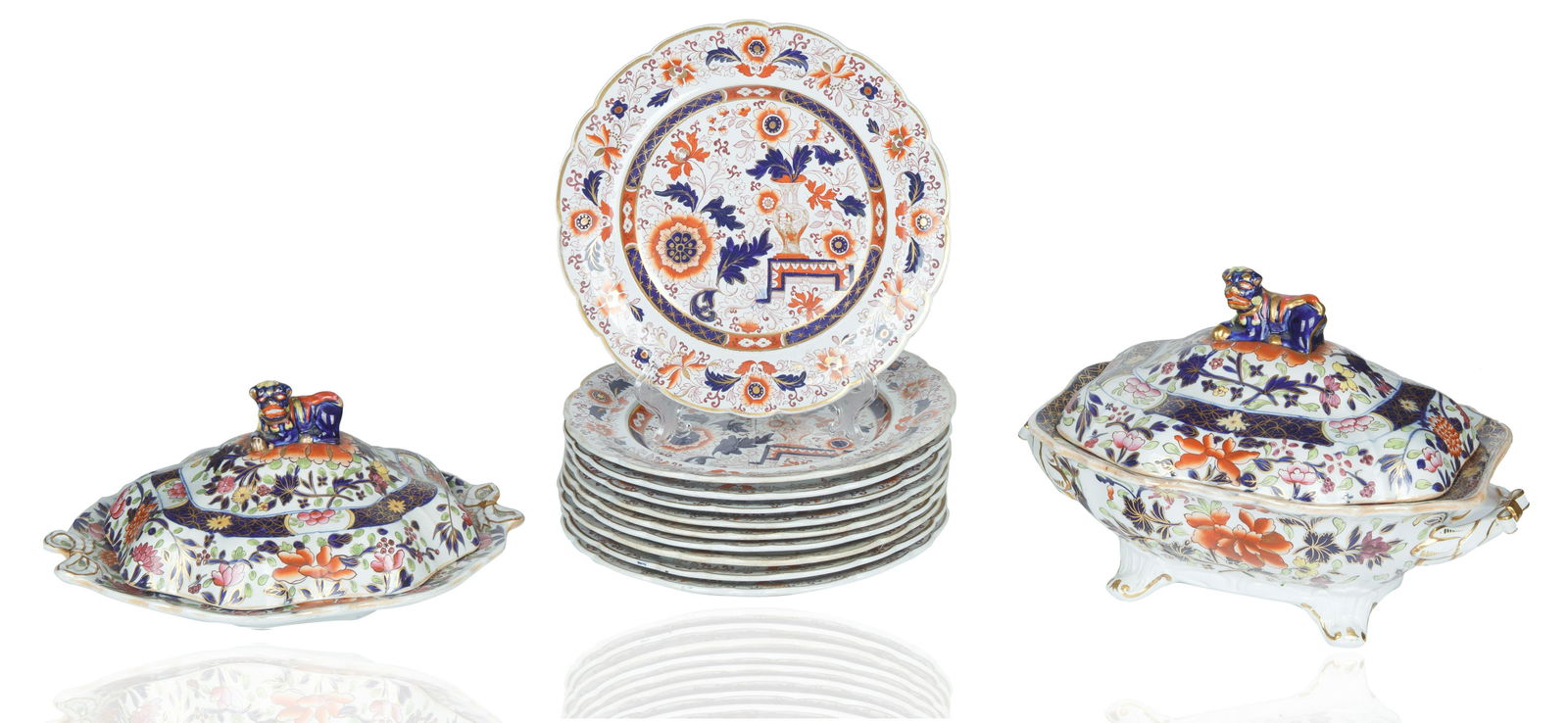 A TEN PIECE STONE CHINA PORCELAIN SET WITH TWO COVERED TUREENS, HICKS, MEIGH AND JOHNSON, (1 of 13)