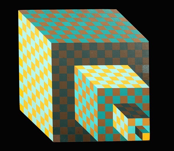 VASARELY, VICTOR: VICTOR VASARELY (FRENCH-HUNGARIAN 1906-1997), "Felhoe", 1981, acrylic on wood sculpture, 40 x 40 x 5 cm. (15 3/4 x 15 3/4 x 2 in.), editioned work (11 out of 100), unsigned. PROVENANCE: Vasarely Cente