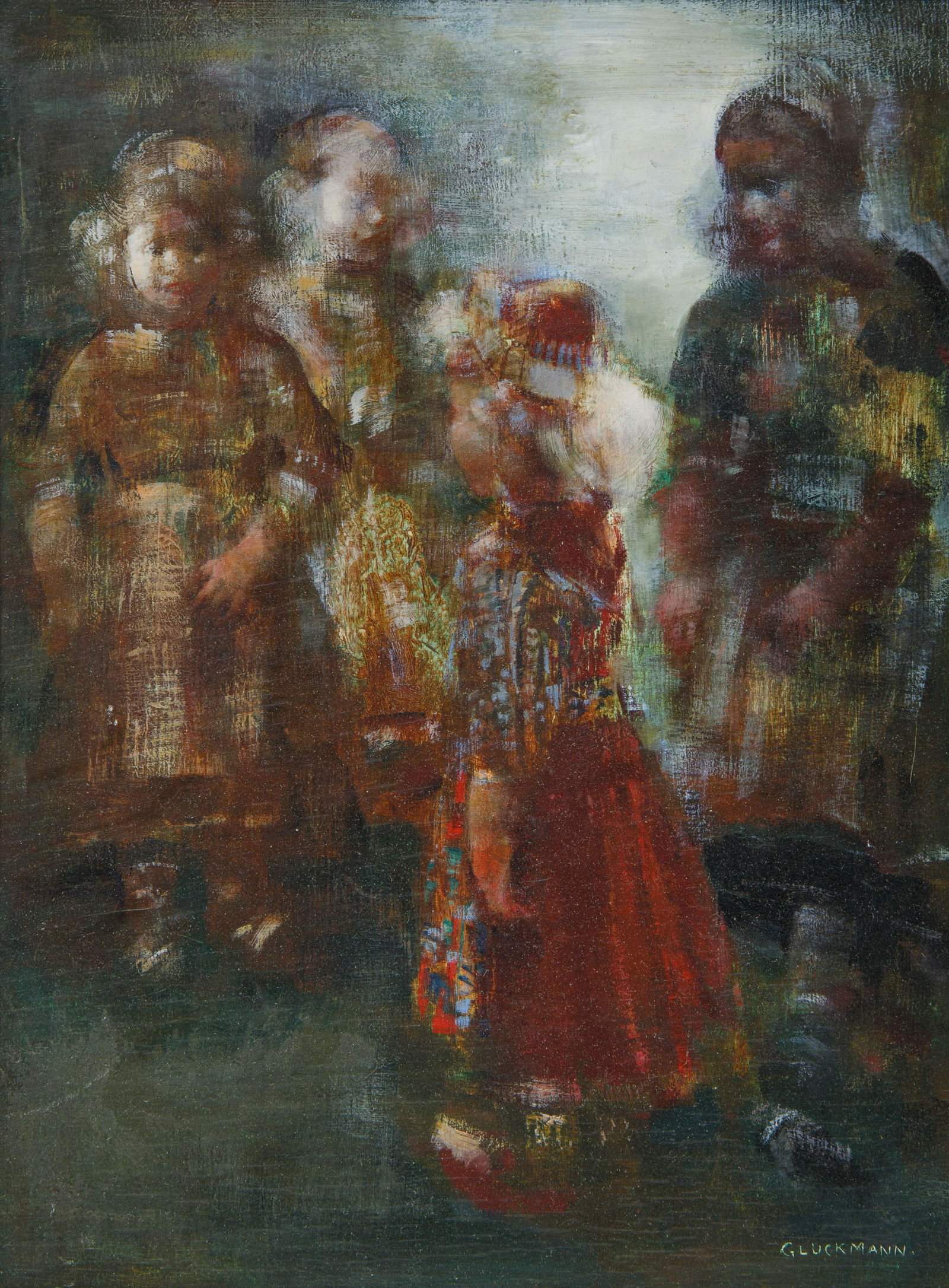 GRIGORY GLUCKMANN (BELARUSIAN-AMERICAN 1898-1973) : GRIGORY GLUCKMANN (BELARUSIAN-AMERICAN 1898-1973) Holland Mood , oil on panel 42 x 32 cm (16 1/2 x 12 5/8 in.) framed dimensions: 58 x 48 cm (22 7/8 x 18 7/8 in.) signed lower right PROVENANCE Chris