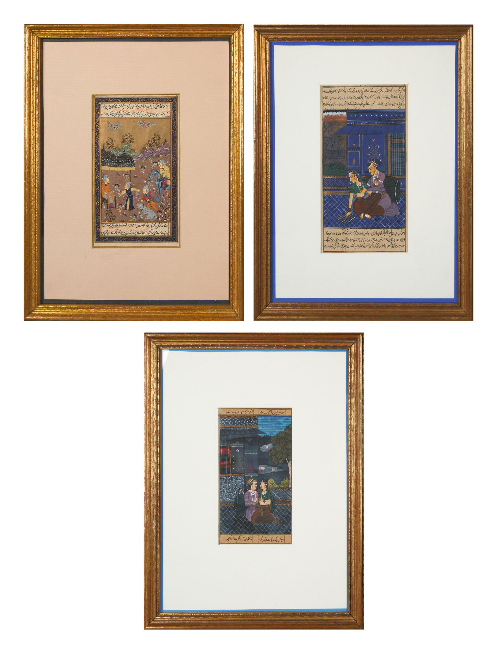 A GROUP OF THREE MUGHAL-STYLE 19TH CENTURY INDIAN MINIATURES, NORTH INDIA (1 of 5)