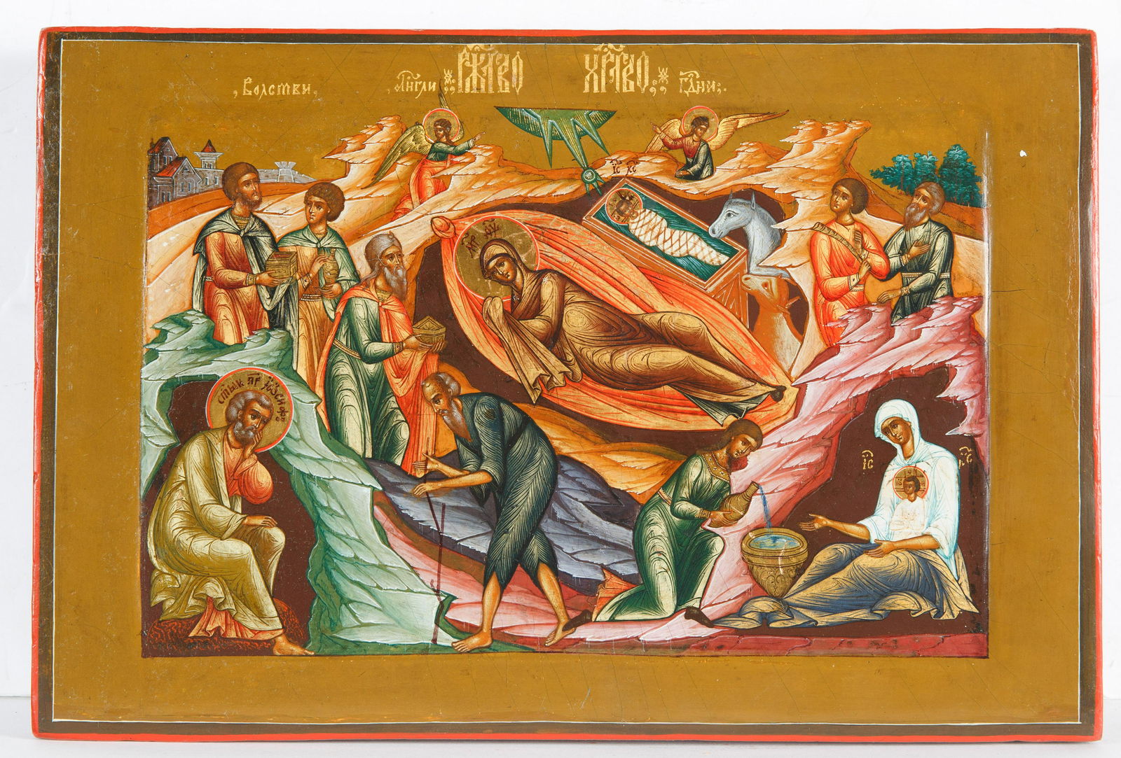 RUSSIAN NATIVITY AND ADORATION OF THE KINGS ICON, LATE 19TH EARLY 20TH CENTURY (1 of 2)
