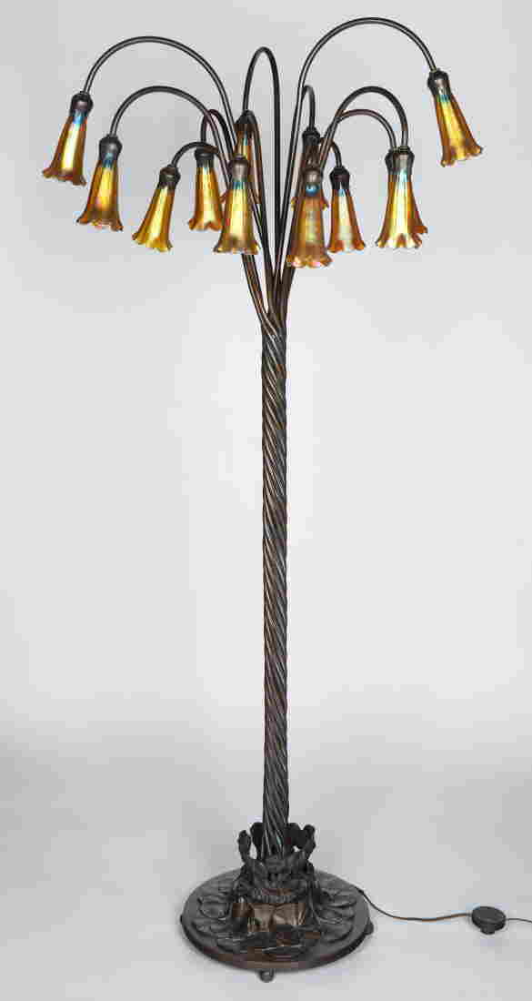 A TIFFANYSTYLE BRONZE FLOOR LAMP BASE (0403) on Dec 16, 2022
