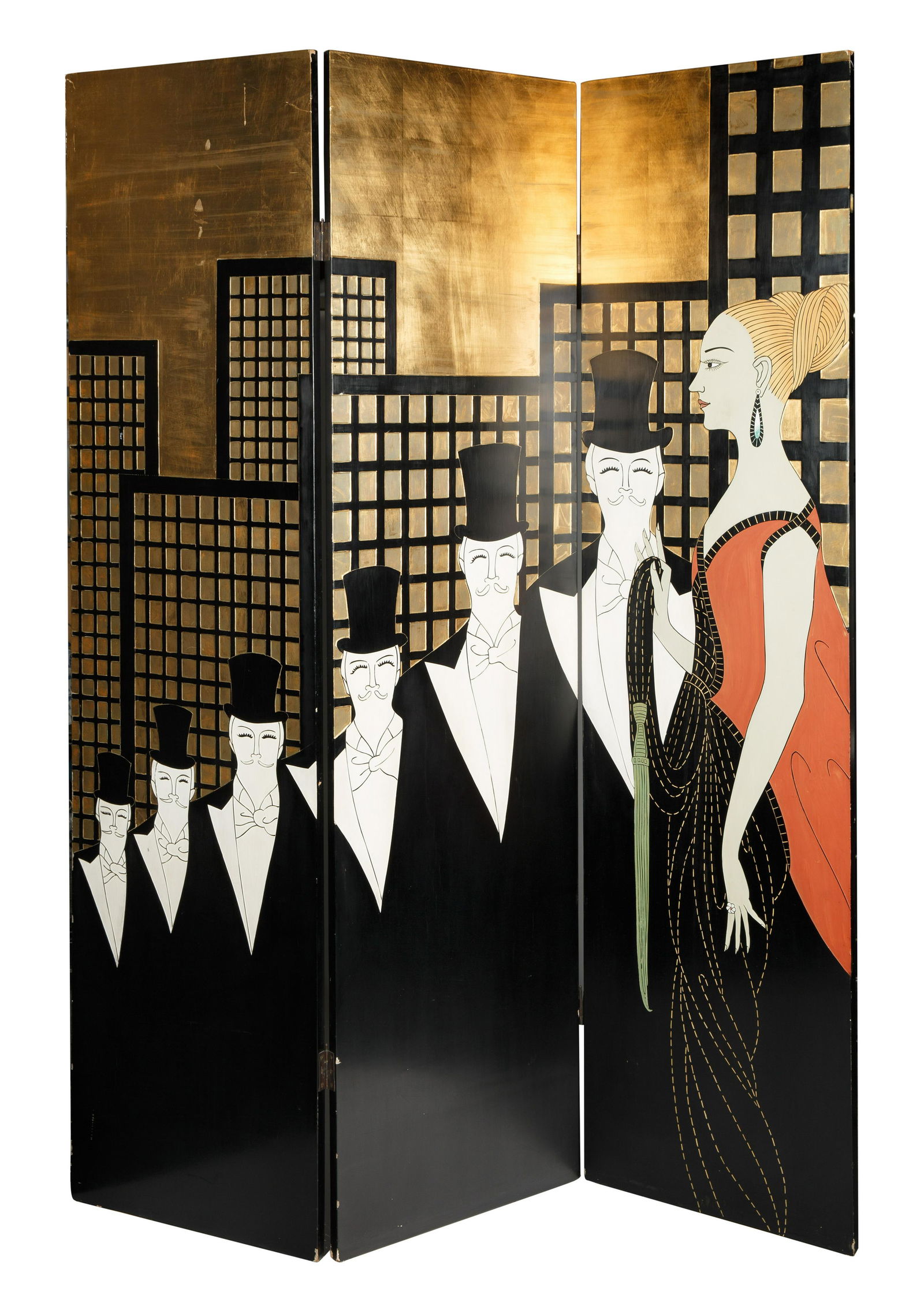 ART DECO STYLE  3-PANEL FOLDING SCREEN (1 of 2)