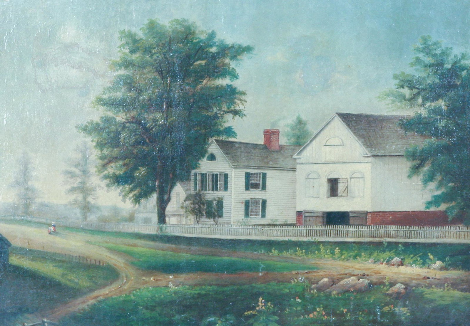 AMERICAN SCHOOL (19TH CENTURY): AMERICAN SCHOOL (19TH CENTURY) Farm Landscape oil on canvas 30.5 x 43.2 cm (12 x 17 in.) framed dimensions: 41 x 53 cm (16 1/8 x 20 7/8 in.)