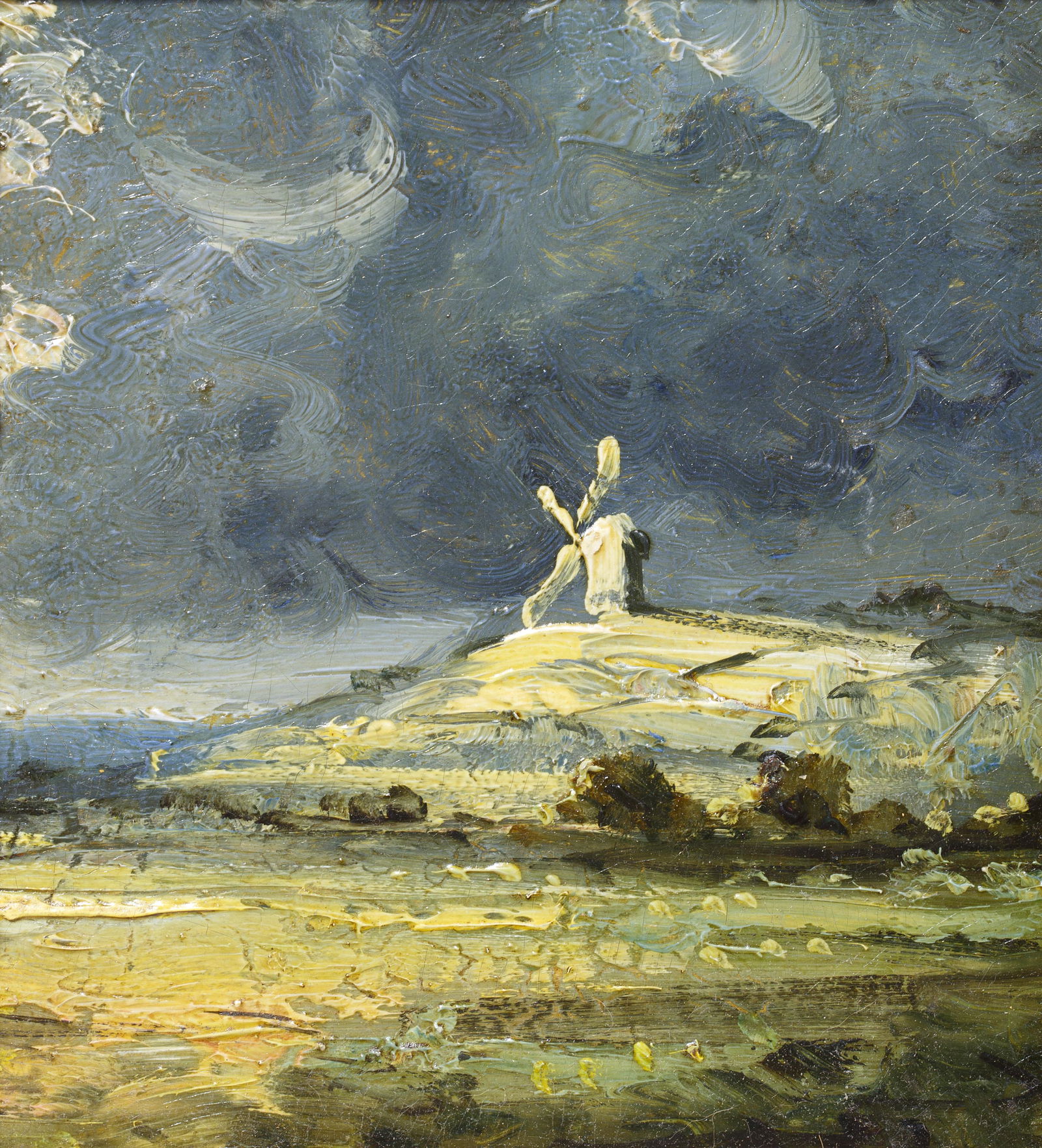 MANNER OF JOHN CONSTABLE (ENGLISH 1776-1837): MANNER OF JOHN CONSTABLE (ENGLISH 1776-1837)Windmill, 1825oil on panel 19.5 x 18 cm (7 5/8 x 7 1/8 in.)framed dimensions: 28.5 x 27 cm (11 1/4 x 10 5/8 in.)