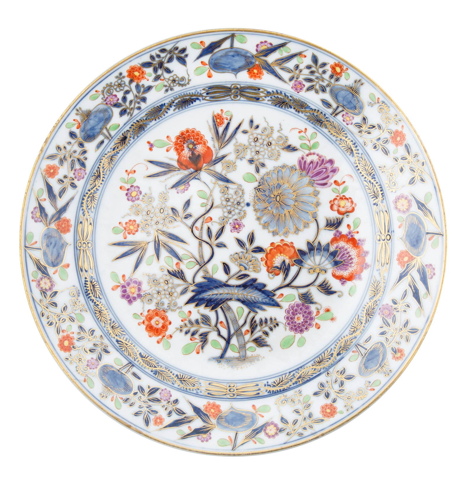 MEISSEN-STYLE PORCELAIN CHINOISERIE DISH, 19-20TH CENTURY: MEISSEN-STYLE PORCELAIN CHINOISERIE DISH, 19-20TH CENTURY Maker's mark in blue underglaze crossed swords with two dots ; diameter: 30.3 cm. (12 in.)