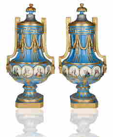 PAIR OF PORCELAIN 'NEAPOLITAN' SEVRES-STYLE VASES (1 of 5)