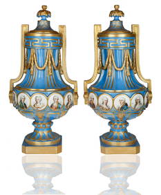 PAIR OF PORCELAIN 'NEAPOLITAN' SEVRES-STYLE VASES (1 of 5)