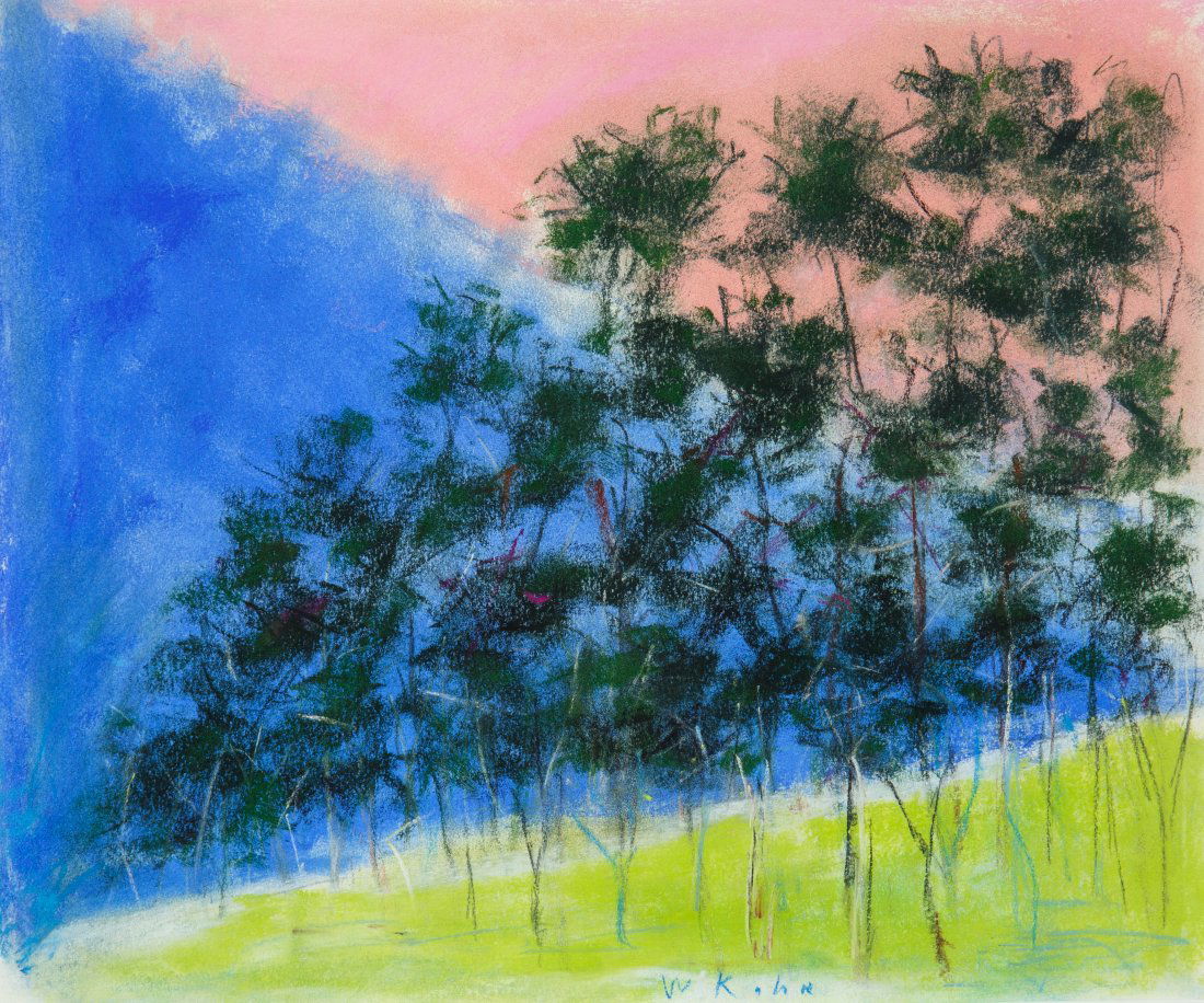 WOLF KAHN (GERMAN-AMERICAN 1927-2020): Blue and Pink Contrast circa 2000 pastel on paper 40.6 x 33 cm (16 x 13 in.) [sight] framed dimensions: 62.8 x 80.6 cm (24 3/4 x 31 3/4 in.) signed lower center PROVENANCE Private Collection, New York