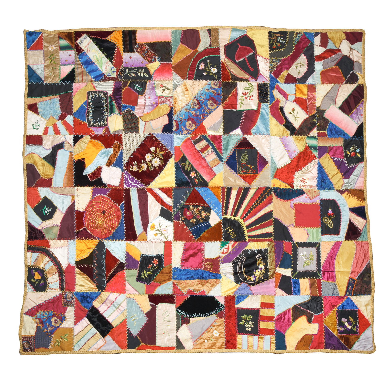 'CRAZY' PATCHWORK QUILT, 1900S, PHILADELPHIA (1 of 3)