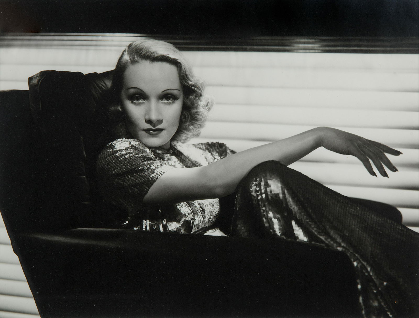 GEORGE HURRELL (AMERICAN 1904-1992): GEORGE HURRELL (AMERICAN 1904-1992)Marlene Dietrich, 1938gelatin silver print later impression27.9 x 35.5 cm (11 x 14 in.)framed dimensions: 52 x 62 cm (20 1/2 x 24 3/8 in.) PROVENANCE Private Collect
