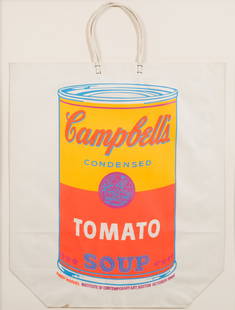 ANDY WARHOL (AMERICAN 1928-1987): ANDY WARHOL (AMERICAN 1928-1987)Campbell's Tomato Soup Shopping Bag 1966 silkscreen on paper bag 61 x 43 cm (24 x 17 in.), framed dimensions: 93 x 108 cm (36 5/8 x 42 1/2 in.) LOT NOTES The edition wa