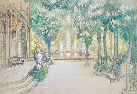 ALEXANDRE BENOIS (RUSSIAN 1870-1960): ALEXANDRE BENOIS (RUSSIAN 1870-1960)Palace Park of Versailles watercolor and graphite on paper 35 x 50 cm (13 3/4 x 19 3/4 in.), framed dimensions: 49 x 66 cm (19 1/4 x 26 in.) signed lower right, tit