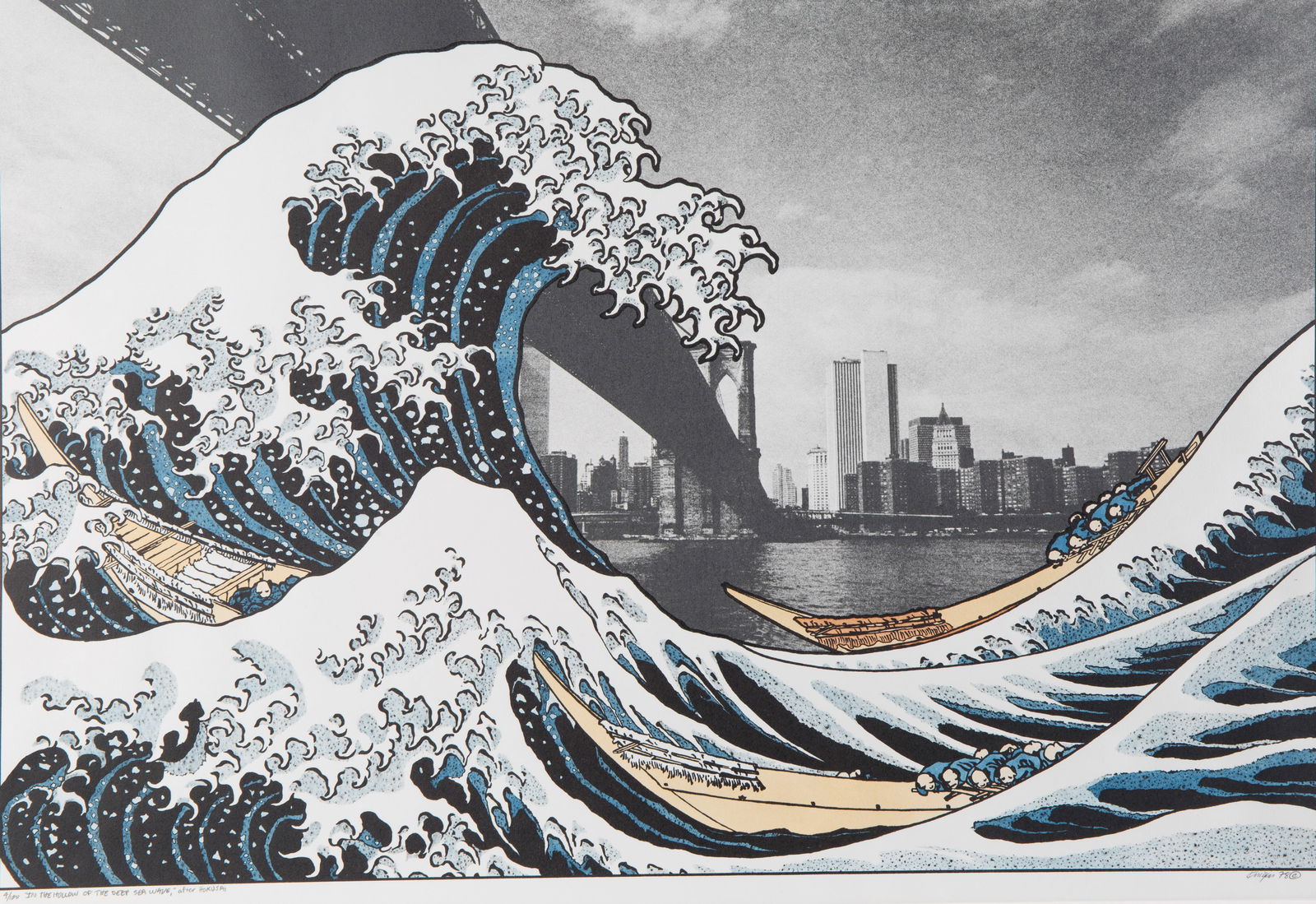 MICHAEL KNIGIN (AMERICAN 1942-2011): MICHAEL KNIGIN (AMERICAN 1942-2011)In the Hollow of the Deep Wave, 1978hand-colored lithograph on paper48 x 76 cm (18 7/8 x 29 7/8 in.) [sheet]unframed, in matsigned and dated lower right, titled and