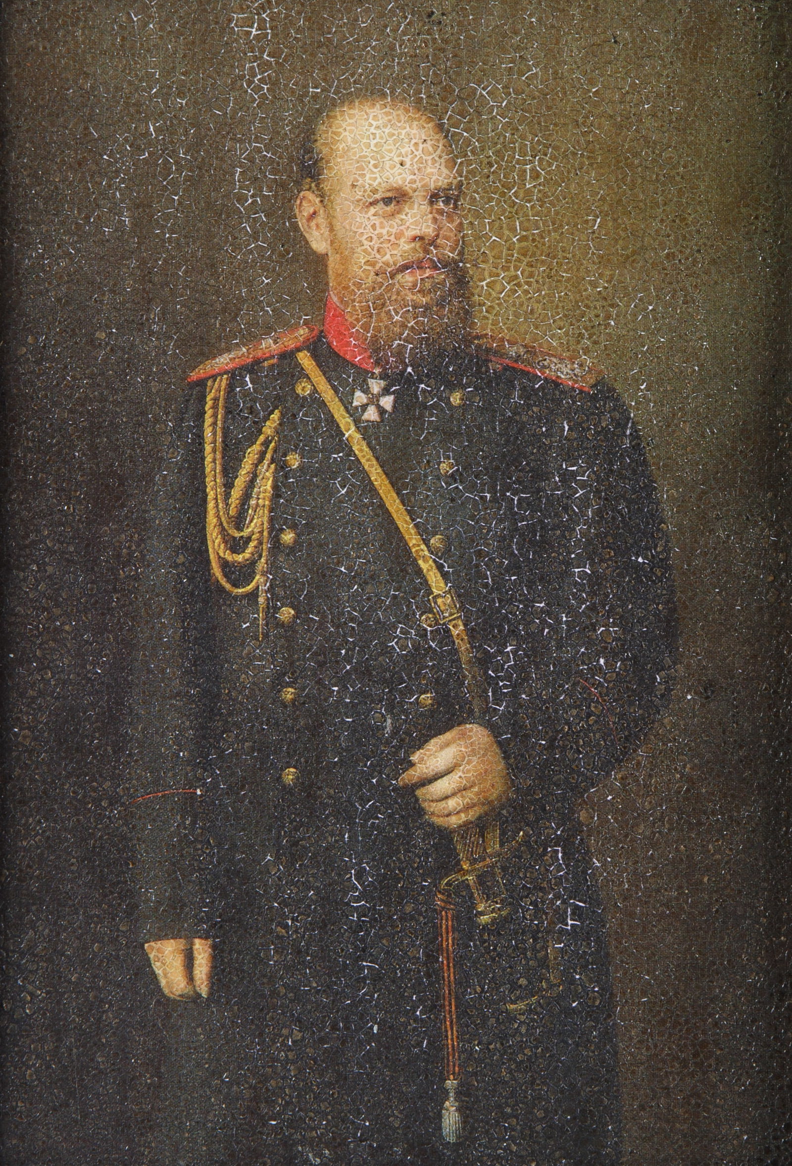 RUSSIAN ARTIST, 19TH CENTURY: RUSSIAN ARTIST, 19TH CENTURY Portrait of Alexander III of Russia, 1889 oil on panel 23.5 x 17 cm (9 1/4 x 6 5/8 in.) framed dimensions: 30 x 23 cm (11 3/4 x 9 in.)