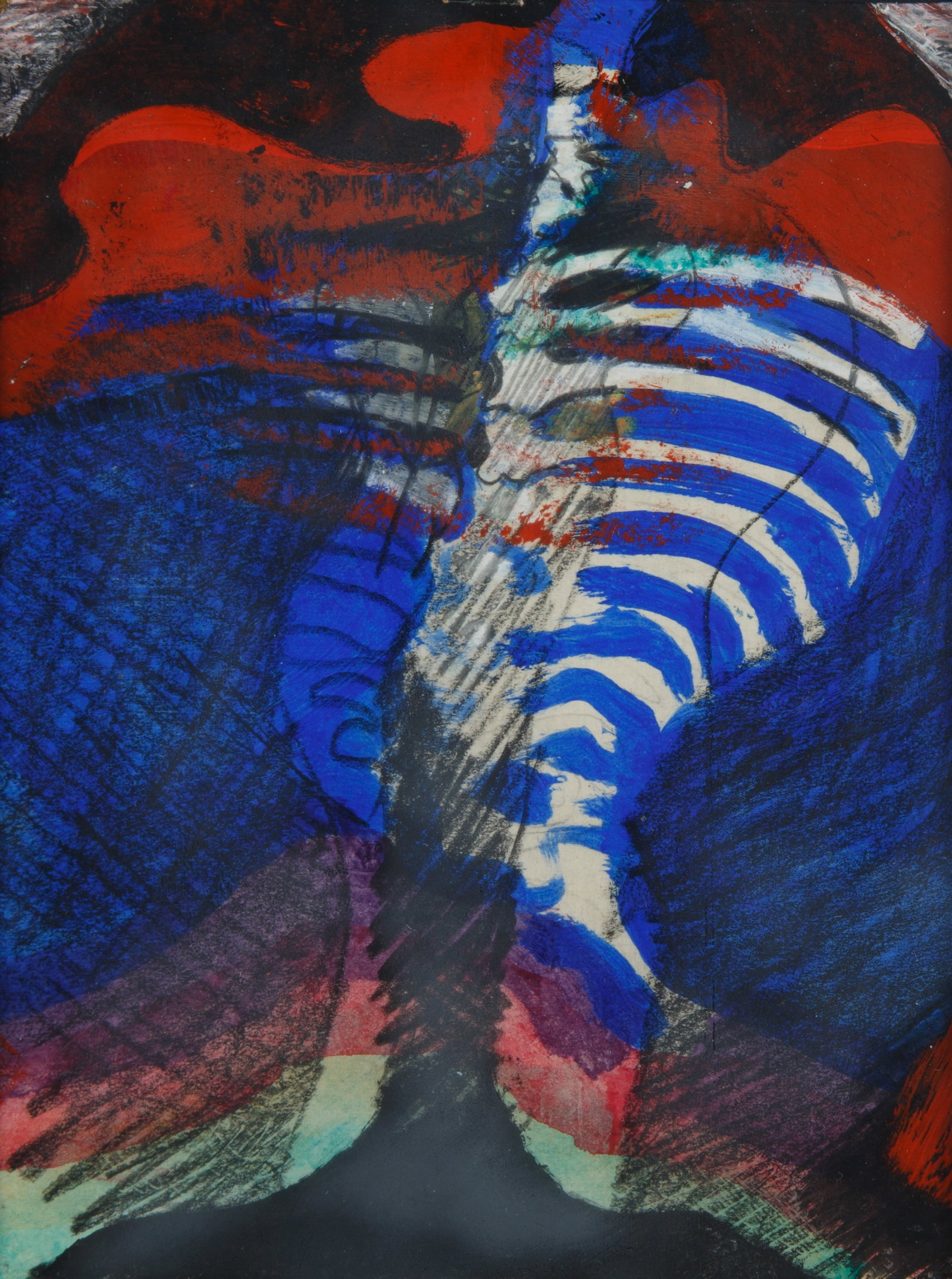 CLIFFORD LAFONTAINE (AMERICAN, 20TH CENTURY): CLIFFORD LAFONTAINE (AMERICAN, 20TH CENTURY) Rib Cage, mixed media on board 20 1/4 x 15 1/4 cm (8 x 6 in.) [sight] framed dimensions: 32 x 25.5 cm (12 5/8 x 10 in.) signed and inscribed 'To the Myers'