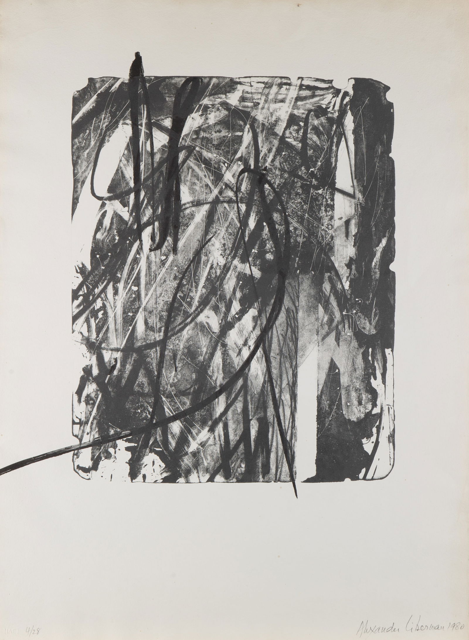 ALEXANDER LIBERMAN (UKRAINIAN-AMERICAN 1912-1999): ALEXANDER LIBERMAN (UKRAINIAN-AMERICAN 1912-1999)Vortex I, 1980lithograph on India paper81 x 59 cm (31 7/8 x 23 1/4 in.)signed and dated 4/28 lower rightPROVENANCE Purchased from ULAE, April 2, 1980