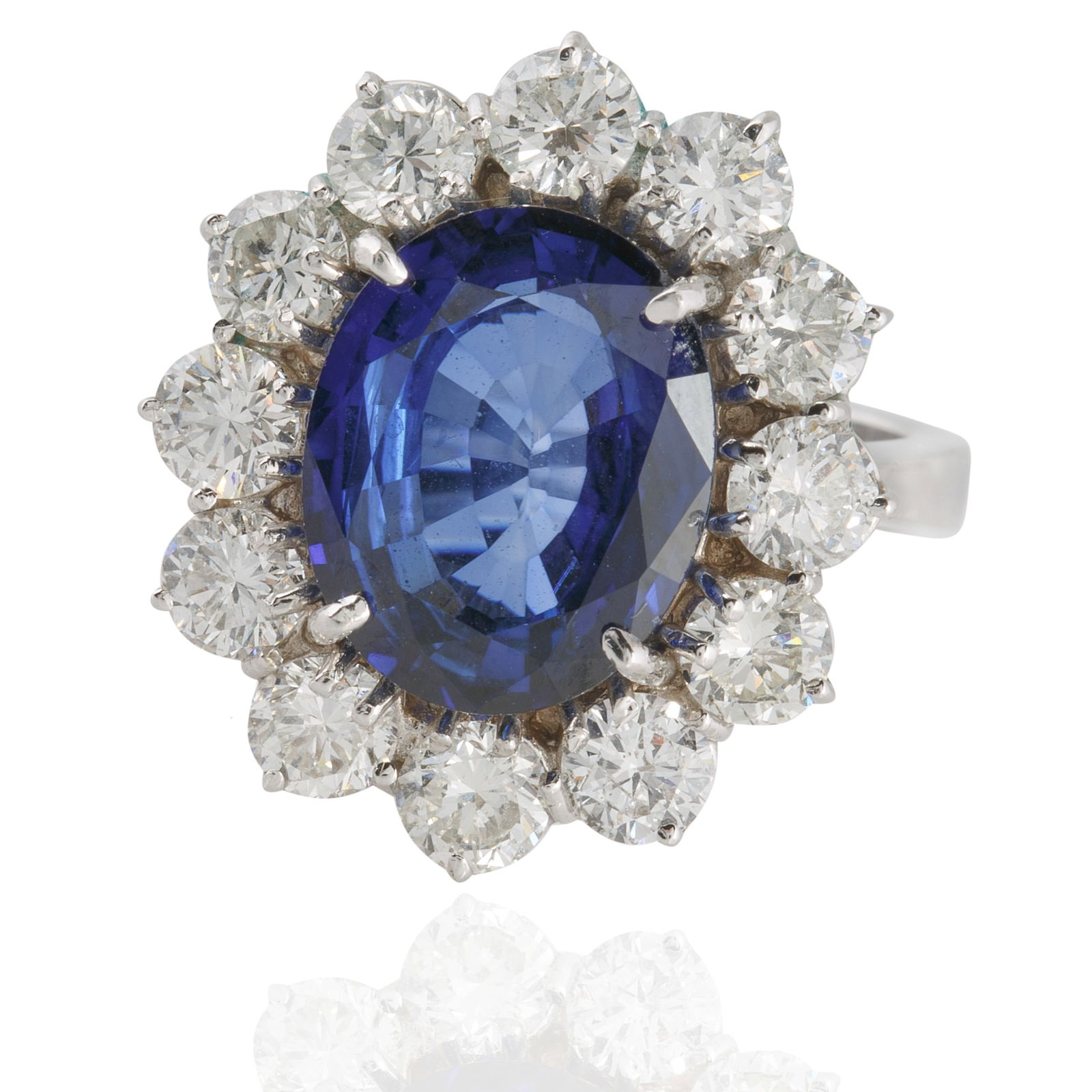 SAPPHIRE, DIAMONDS AND 18K WHITE GOLD RING (1 of 7)