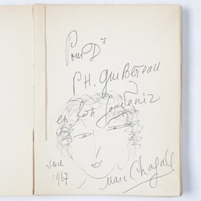 ORIGINAL DRAWING BY MARC CHAGALL (BELARUSIAN-FRENCH 1887-1985) IN BOOK 'CHAGALL ET L'AME JUIVE'
