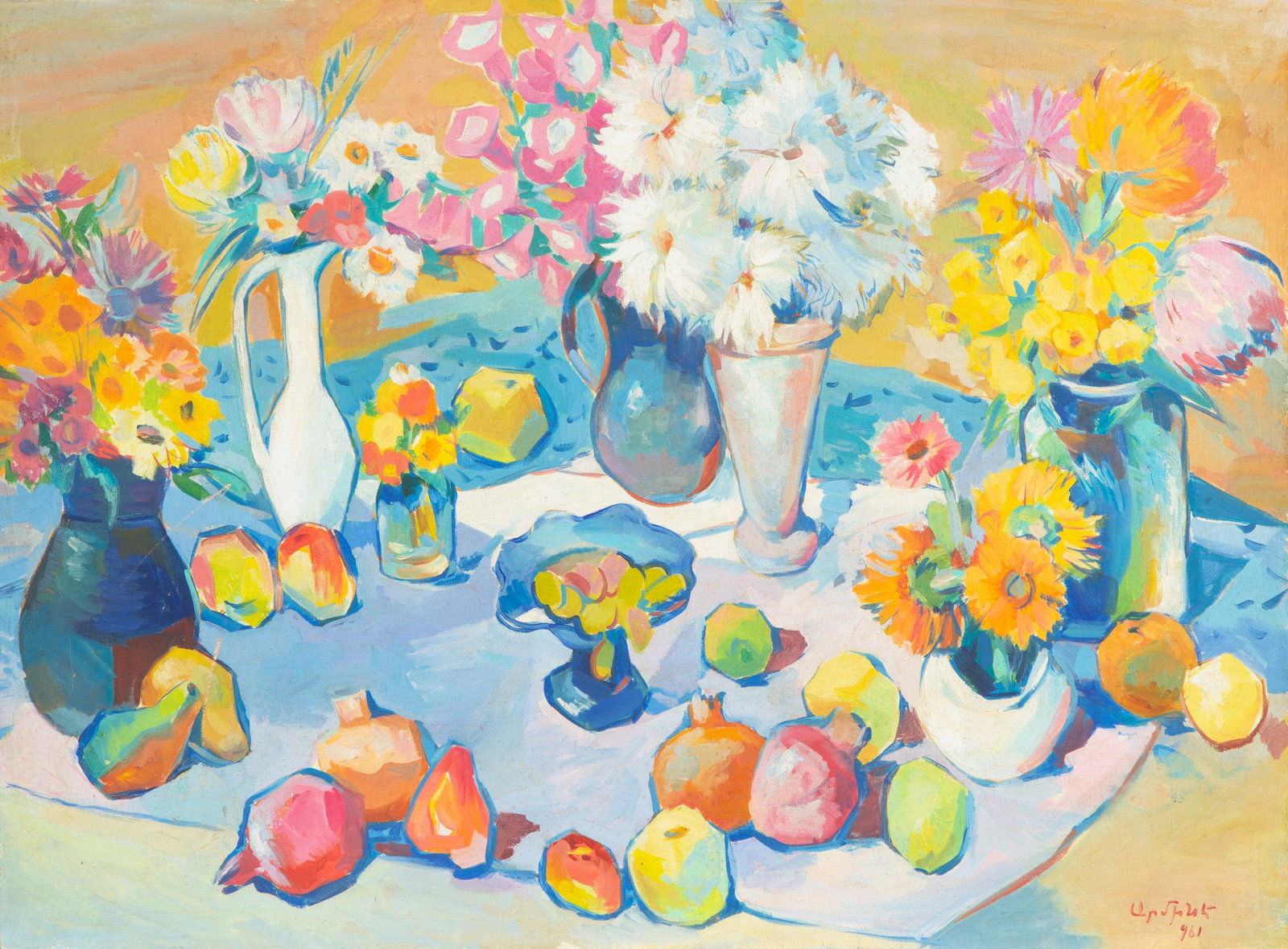 ARMINE KALENTS (ARMENIAN 1920-2007): ARMINE KALENTS (ARMENIAN 1920-2007) Still Life, 1961 oil on canvas 60 x 82 cm (23 5/8 x 32 1/4 in.) unframed signed and dated lower right