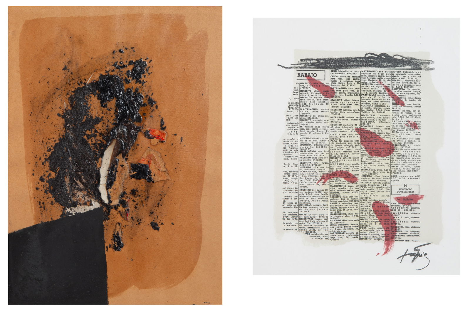 A PAIR OF WORKS BY ANTONI TAPIES (SPANISH 1923-2012) AND BUZZI (1 of 4)