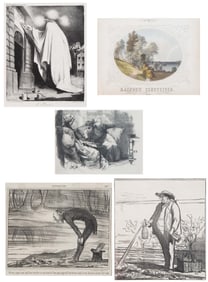 A GROUP OF FIVE PRINTS BY HONORE DAUMIER (1808-1879), LAWRENCE ALMA-TADEMA (1836-1912), AND ANOTHER