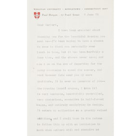A SIGNED LETTER BY PAUL HORGAN (AMERICAN 1903-1995)