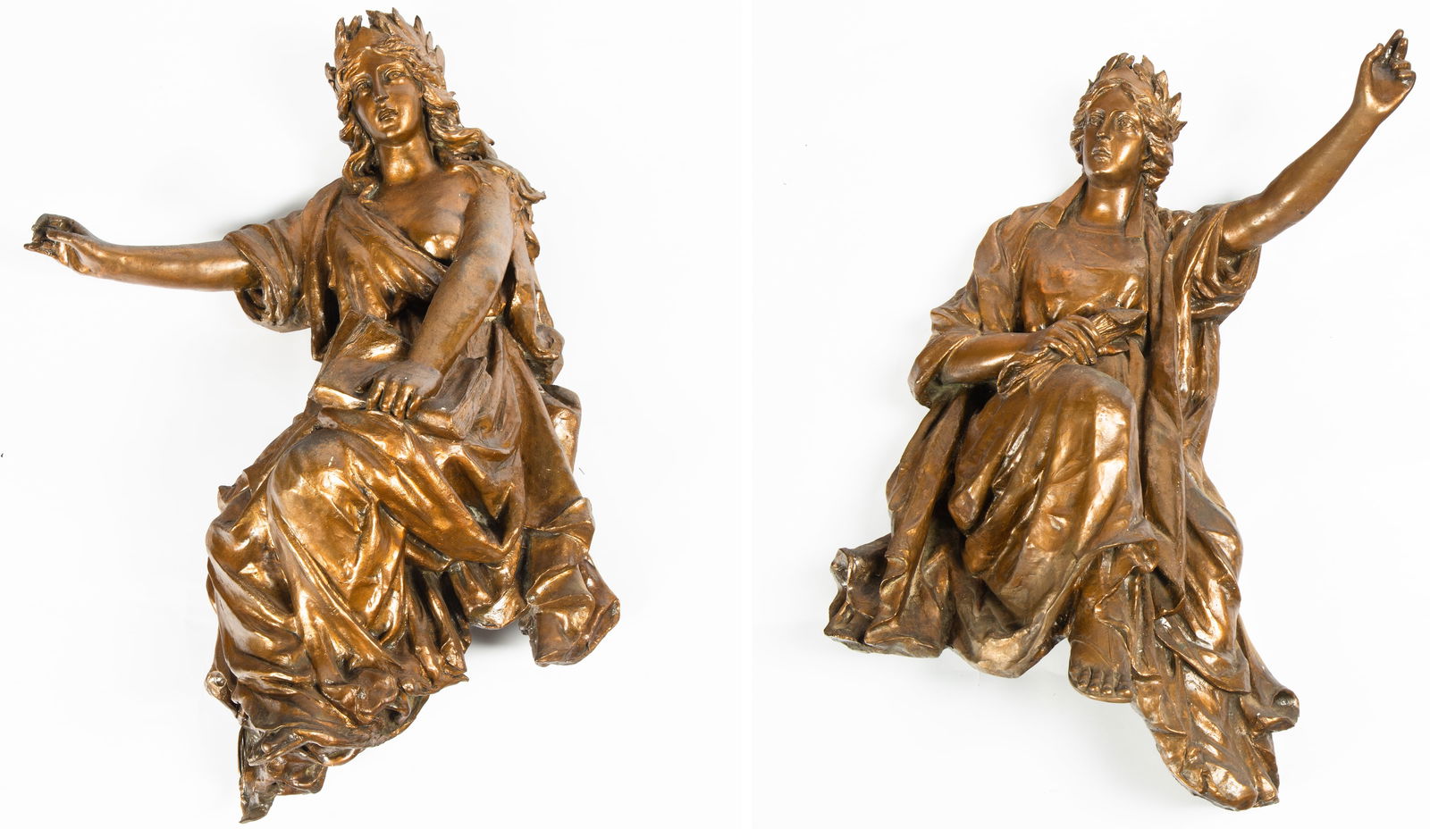 A PAIR OF FRENCH NEOCLASSICAL STYLE  BRONZE WALL SCULPTURES (1 of 3)