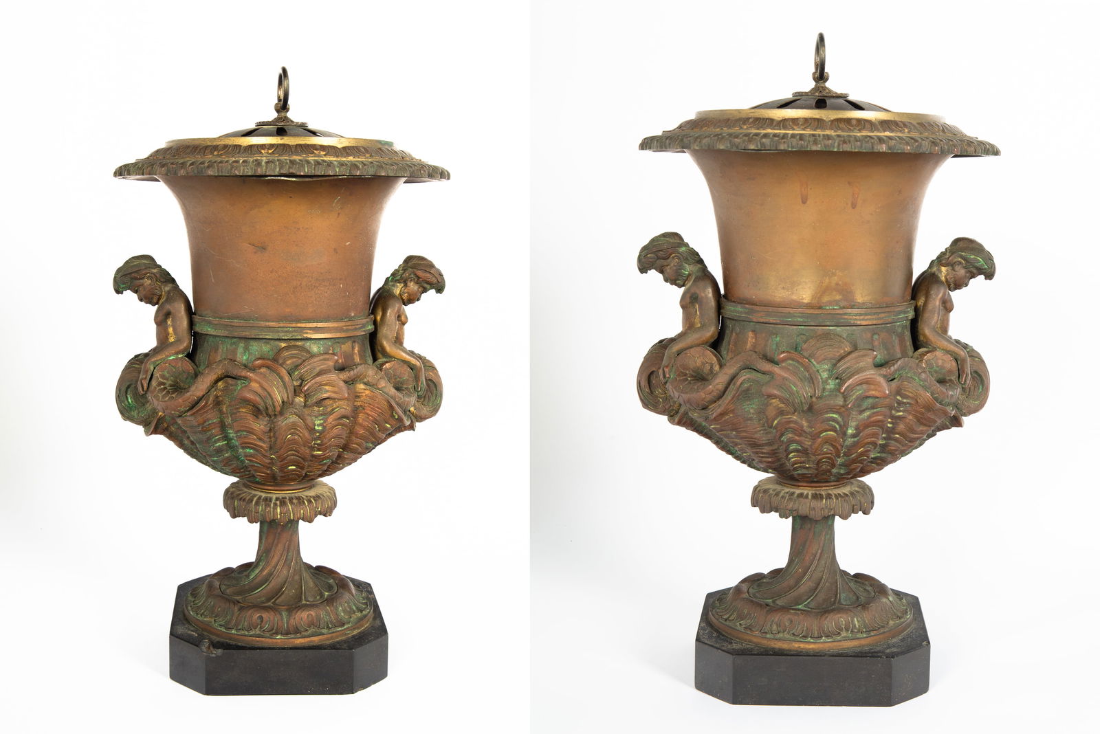 A PAIR OF BRONZE TRITON VASES AFTER SIGISBERT-FRANCOIS MICHEL (FRENCH 1728-1811), LATE 18TH/ EARLY (1 of 10)