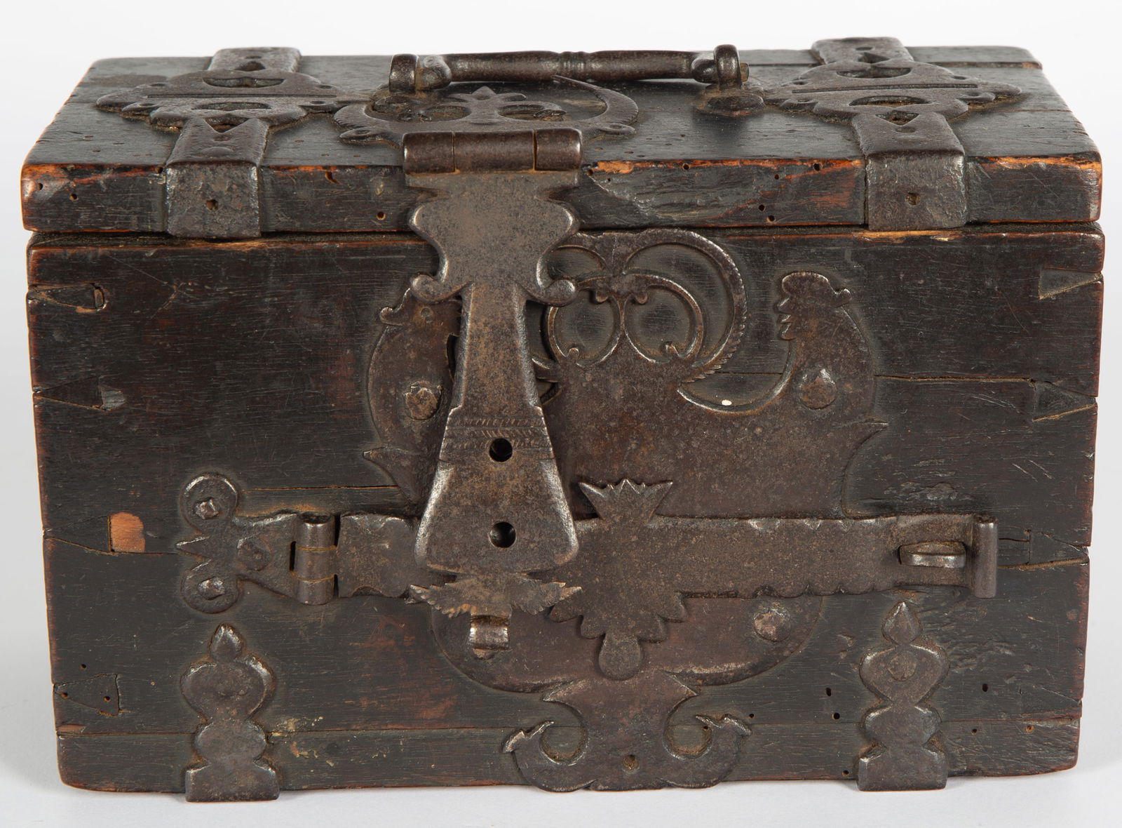 GERMAN IRON AND WOOD STRONGBOX, 17TH CENTURY (1 of 4)