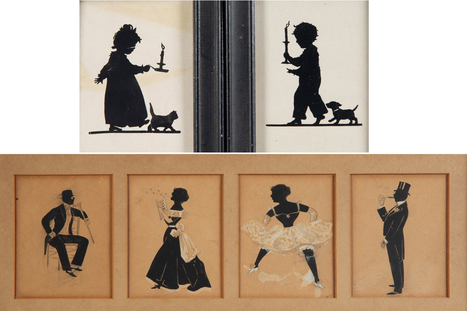 A GROUP OF SIX VINTAGE SILHOUETTE PAINTINGS (1 of 5)