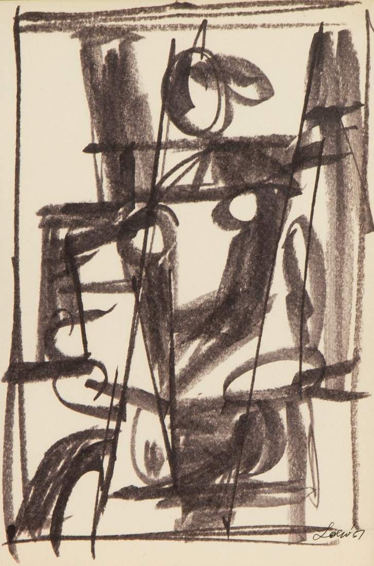 MICHAEL LOEW (AMERICAN 1907-1985): MICHAEL LOEW (AMERICAN 1907-1985) Nude, 1957 india ink on paper 22.2 x 14.3 cm (8 3/4 x 5 5/8 in.) framed dimensions: 25.4 x 33 cm (10 x 13 in.) signed lower right PROVENANCE Estate of the Artist <