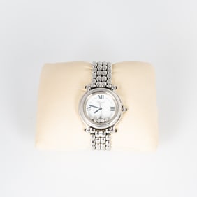 A CHOPARD HAPPY SPORT LADY'S WRISTWATCH WITH DIAMONDS AND SAPPHIRES