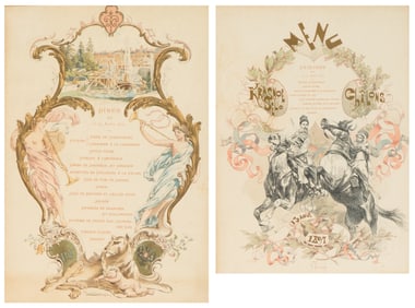 A PAIR OF TWO RUSSIAN MENUS FROM RECEPTIONS OFFERED TO FRENCH PRESIDENT FELIX FAURE FROM TSAR