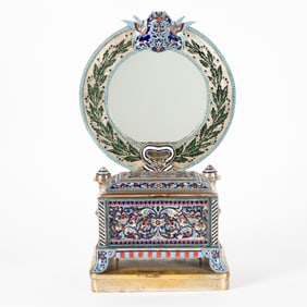 A RUSSIAN SILVER, GILT SILVER AND CLOISONNE ENAMEL VANITY BOX, LATE 19TH, EARLY 20TH CENTURY