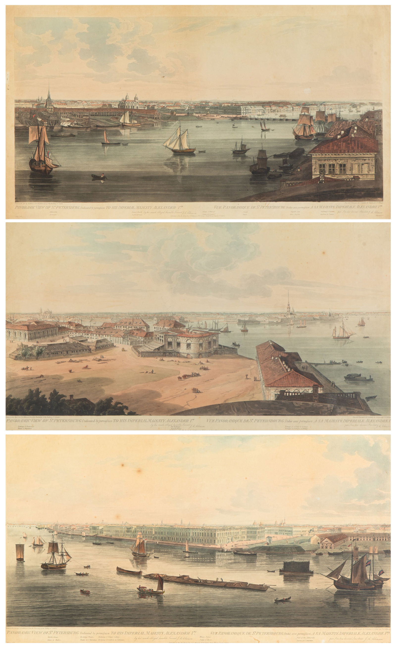 A SET OF THREE PANORAMIC VIEWS OF ST. PETERSBURG BY JOHN AUGUSTUS ATKINSON (BRITISH 1775-1833) (1 of 6)