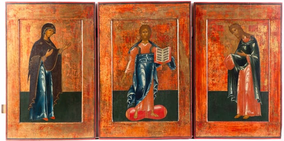 THREE 18TH CENTURY RUSSIAN ICONS FROM AN ICONOSTASIS OF THE DEISIS, CA. 1740-60