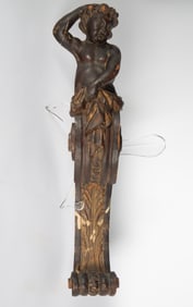 CARVED WOOD WALL PUTTI CARYATID SCULPTURE, 18TH CENTURY