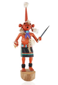 A HOPI KACHINA SCULPTURE REPRESENTING KOYEMSI OR MUDHEAD BY BILL SEWEMAENEWA