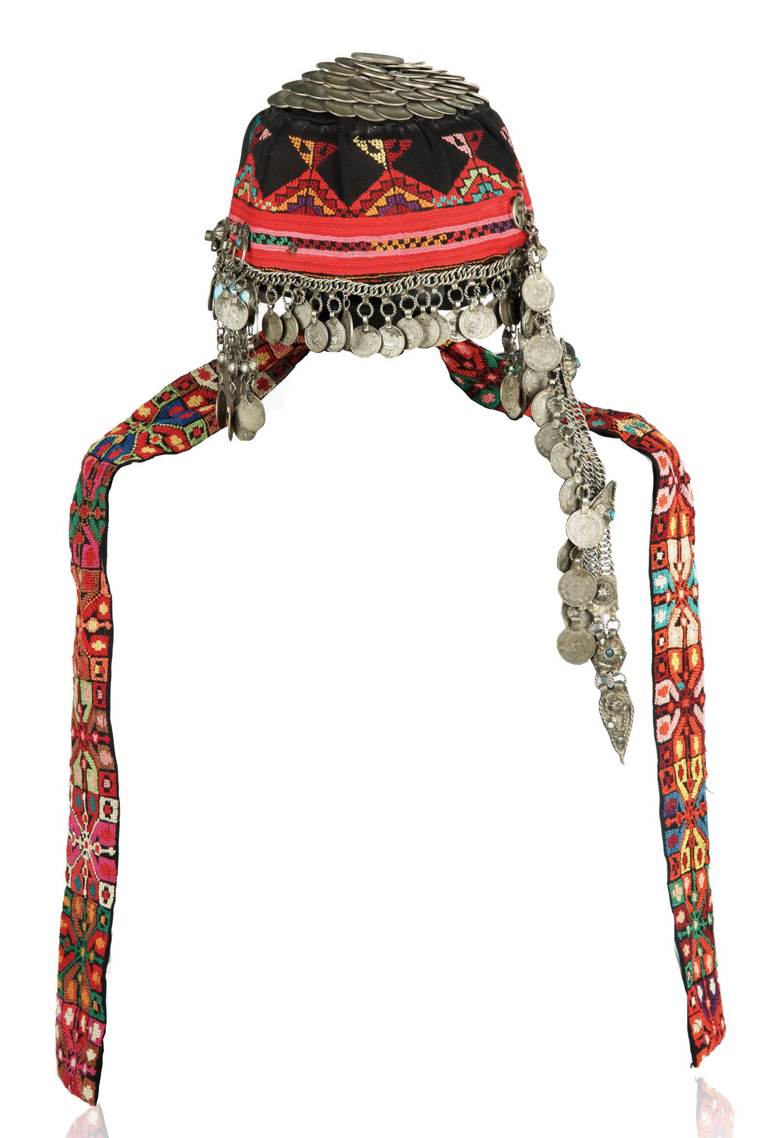 A CENTRAL ASIAN BEDOUIN FIBER AND SILVER HEADDRESS (1 of 3)