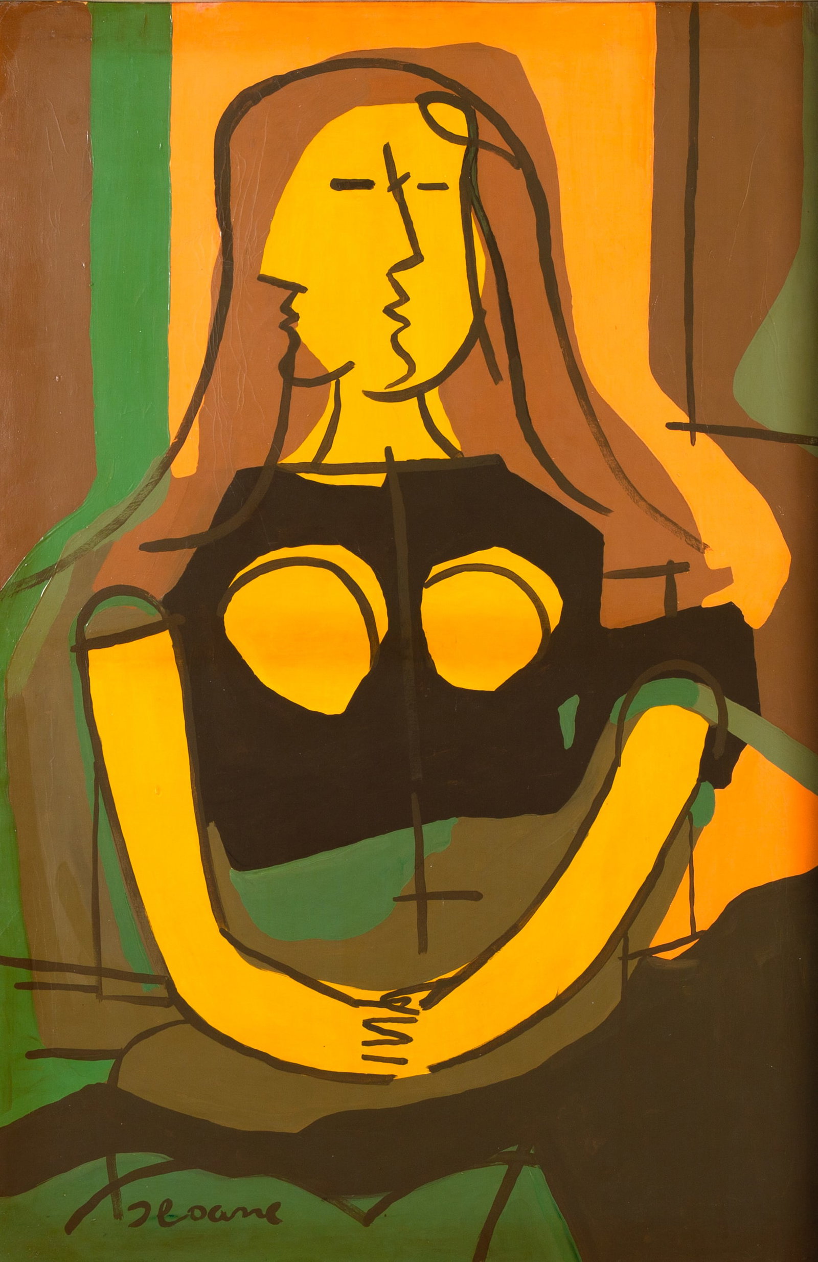 LUIS SEOANE (ARGENTINIAN-FRENCH 1910-1979): LUIS SEOANE (ARGENTINIAN-FRENCH 1910-1979) Portrait of a Woman oil on canvas 120 x 80 cm (47 1/4 x 31 1/2 in.) framed dimensions: 130 x 90.5 cm (51 1/8 x 35 5/8 in.) signed lower left N.B. Condition r